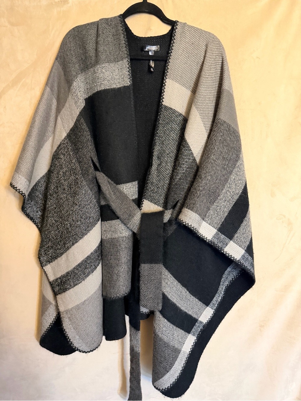 torrid Black & Gray Plaid Wrap Poncho